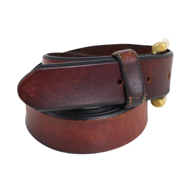 HANDCRAFTED BROWN GENUINE LEATHER 1 1/8"Wd CASUAL DRESS MEN'S BELT Sz 42 (E37 - Picture 5 of 15